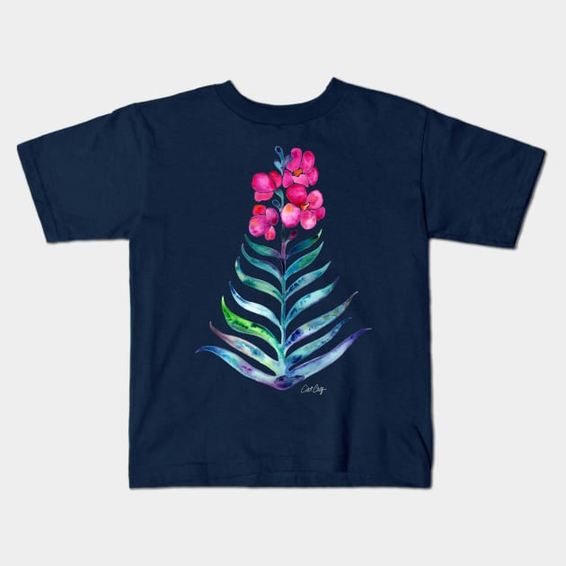 Orchid Bloom Kids T-Shirt by CatCoq